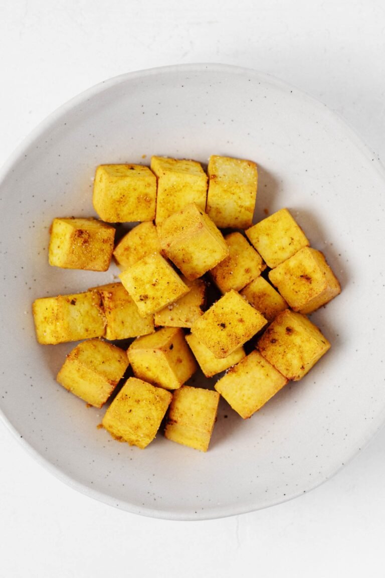 Baked Curried Tofu Cubes | The Full Helping