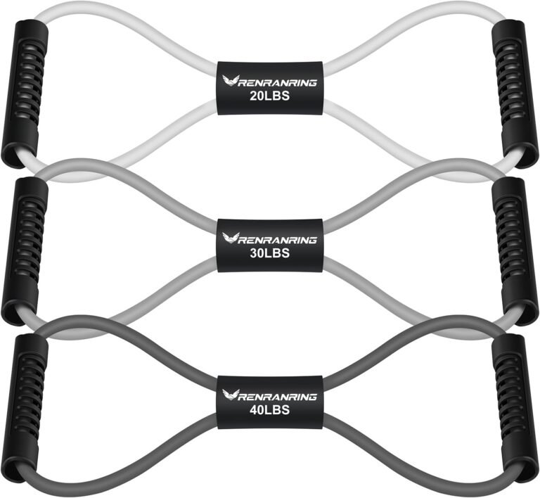 Figure 8 Fitness Resistance Bands with Handles – Exercise Tube Band Set of 3 for Arm and Shoulder Stretch, Rope 8 Word Elastic for Women and Men