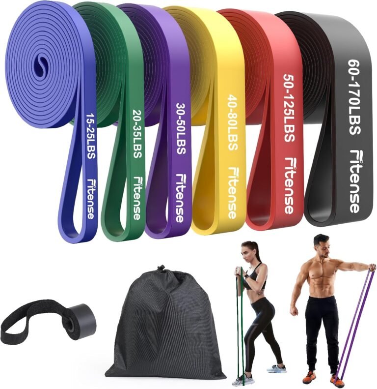 Resistance Bands Set – Pull Up Bands for Men Women, Exercise Bands Resistance with Door Anchor, Training Poster & Pouch for Body Stretching, Pull Up Assist