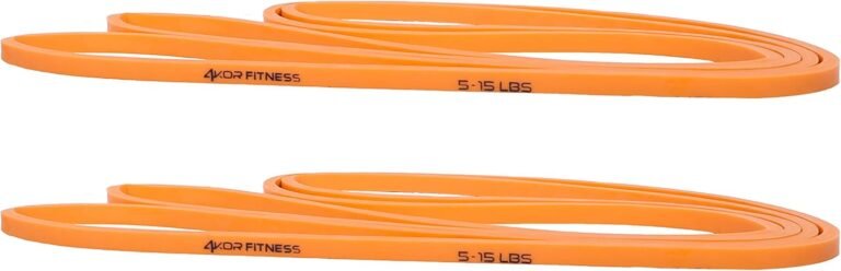 4KOR Fitness 41” Resistance Loop Band – Pair of 2 Orange Resistance Bands (5 to 15 Pounds – 0.25 inches Wide) for Mobility, Yoga, Physical Therapy, Pull Ups, Home or Gym Workouts and More
