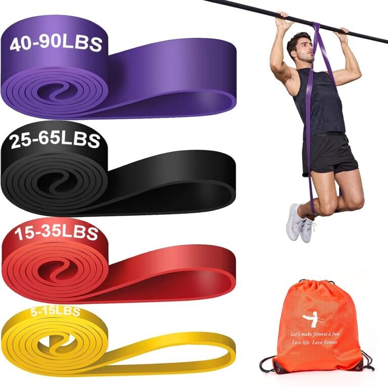 Pull Up Assistance Bands Set 5 LBS – 230 LBS, Long Resistance Bands for Pull Ups Working Out, Gym Workout Bands for Men Exercise Muscle Training and Shape Body – Carry Bag Included