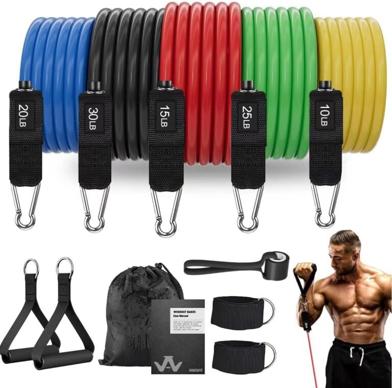 WHATAFIT Resistance Bands, Exercise Bands，Resistance Bands for Working Out with Handles for Men and Women Fitness, Strength Training Home Gym Equipment