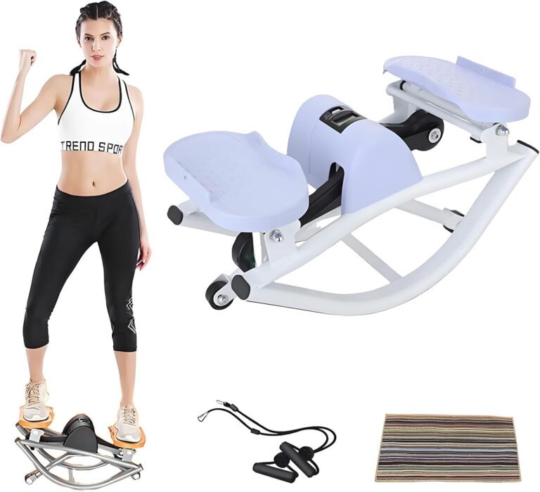 Rock Stepper Step Side-to-Side Lateral Rocking Fitness Stepper with Digital Monitor/Resistance Bands Machine for Home Workout