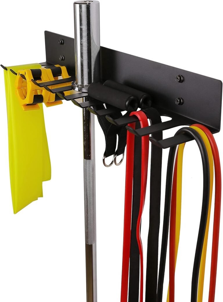 Multi-Purpose Storage Rack Resistance Bands Rack Gym Storage Rack Fitness Bands Rack Heavy Duty Rack 11 Hooks for Resistance Bands, Straps, Jump Ropes, Foam Rollers, Weight Belts, Tools (L-23″)