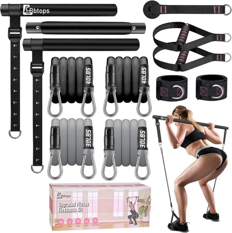 Bbtops Pilates Bar Kit with Resistance Bands,Pilates Bar with Stackable Bands Workout Equipment for Legs,Hip,Waist and Arm,Exercise Fitness Equipment for Women & Men Home Gym Yoga Pilates