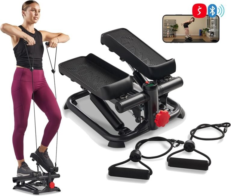 Sunny Health & Fitness Mini Steppers for Exercise at Home, Stair Step Workout Machine, Full Body Cardio Equipment, with Optional Free SunnyFit App Connection and Resistance Band