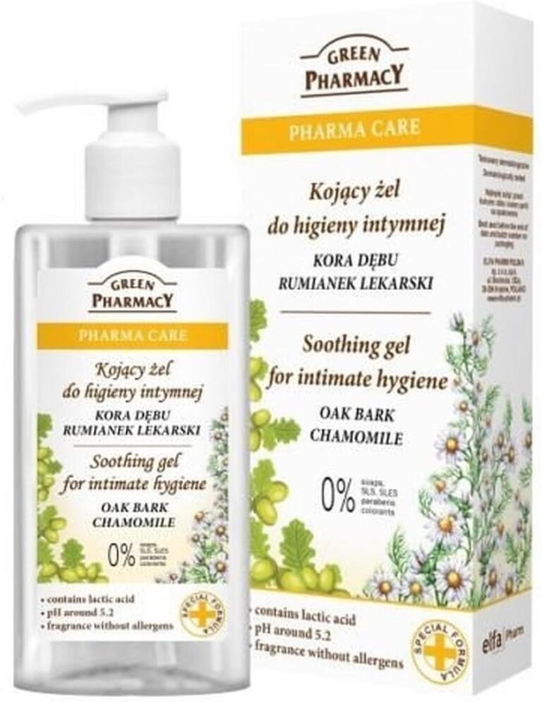 Green Pharmacy Pharma Care Oak Bark Chamomile Soothing Gel For Intimate Hygiene (0% Soaps, SLS, SLES, Parabens, Colorants) 10 oz