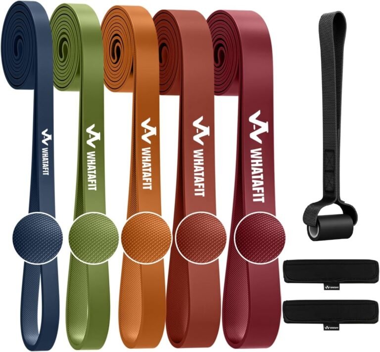 WHATAFIT Resistance Bands,Pull Up Assist Bands Set with Handles, Exercise & Workout Bands with Door Anchor for Men & Women – Home Fitness Equipment for Strength Training, Stretching
