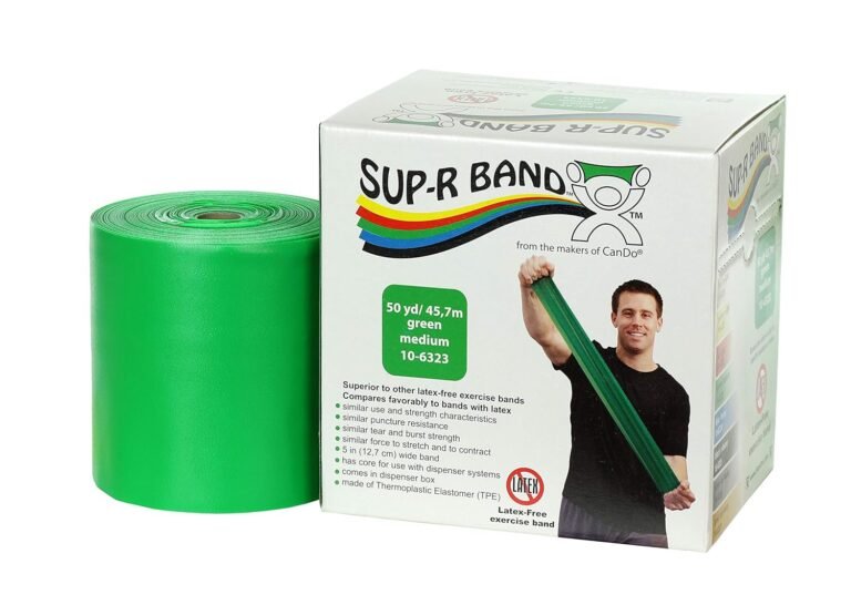 CanDo 10-6323 Sup-R Latex Free Exercise Band, 50yds Length, Green-Medium