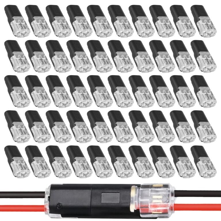 Double Wire Plug in Connector with Locking Buckle, Flame Retardant Locking Wire Quick Connectors, Suitable for Emergency Repairs, Home and Automotive Wiring, Easy to Use (50PCS)