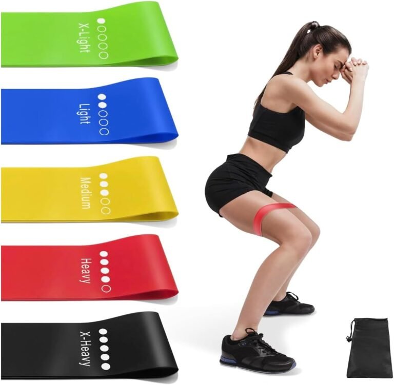 Resistance Bands Set for Workout – 5 Pack Durable Loop Exercise Bands for Strength Training, Physical Therapy, Yoga, Pilates – Non-Slip Home Gym Fitness Bands for Men & Women Bag – Carry Bag Included