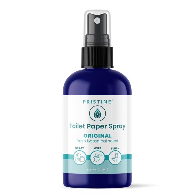 PRISTINE Toilet Paper Spray – As Seen on Shark Tank, More Natural Personal Cleansing Wipes & Flushable Wet Wipes Alternative, Spray Toilet Paper to Create Flushable Wipe, Original, 4 fl oz