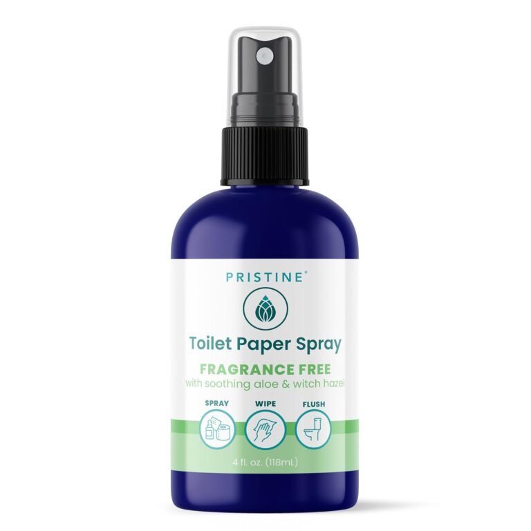 PRISTINE Toilet Paper Spray – As Seen on Shark Tank, More Natural Personal Cleansing Wipes & Flushable Wet Wipes Alternative, Spray Toilet Paper to Create Flushable Wipe, Fragrance Free, 4 fl oz