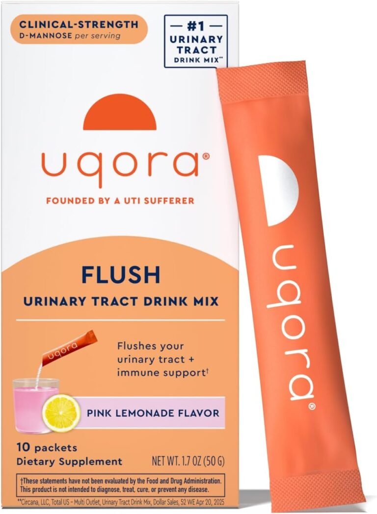 Uqora Flush – Urinary Tract* with D-Mannose, Vitamin C, Vitamin B6, Potassium, Magnesium & Calcium – Gluten-Free & Vegan – Pink Lemonade Flavor – 10 Packets (1 Pack)
