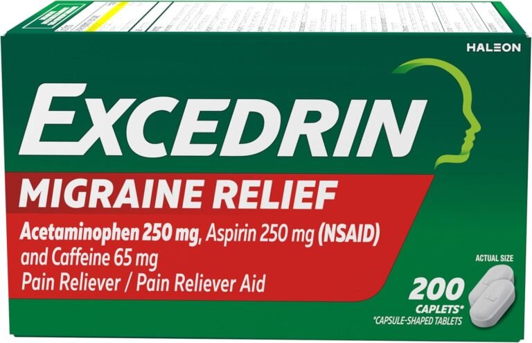 Excedrin Migraine Relief Caplets to Alleviate Migraine Symptoms – 200 Count
