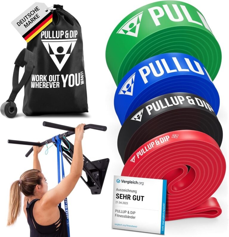 Pullup & DIP Fitness Bands, Resistance Bands with Bag, Door Anchor (with Sets) and Exercise Guide – Single & in Value Set, Pull-Up Band Fitness Band for Calisthenics