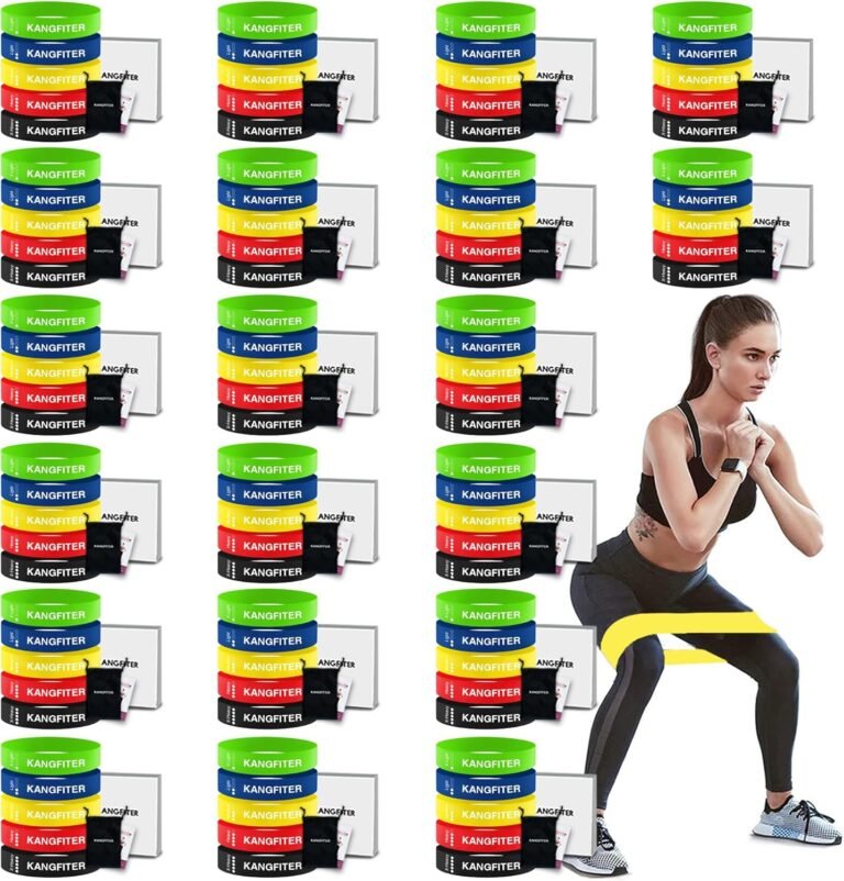 100 PCS Bulk Resistance Bands Latex, Loop Exercise Bands Set for Gym Members Sports Class Students Gift, 5 Pieces Each Set with Storage Bag, Fitness Bands for Outdoor Home Gym Yoga Pilates