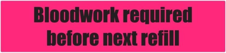 600 Bloodwork Required – 2 Packs of 300 Labels, 0.38 x 1.63 Inch Medication Prescription Stickers Bloodwork Required Before Next Refill Veterinary Pharmacies Health Care Rx Labels Sticker, Pink