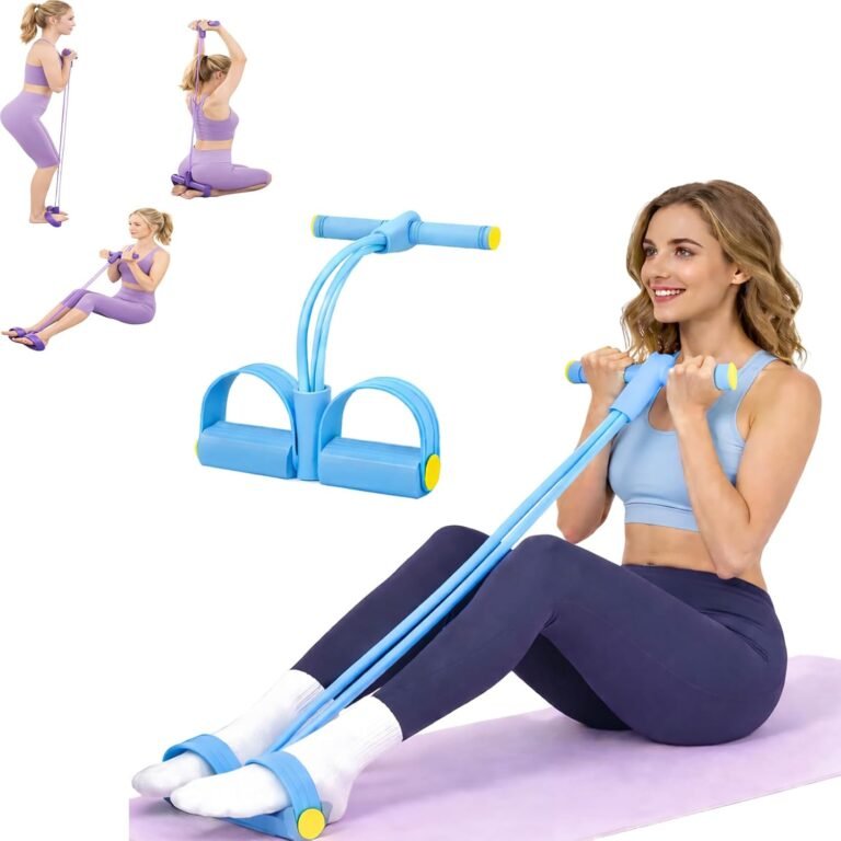 Pedal Resistance Bands with Handles, 6 Tube Exercise Bands for Full Body Workout, Home Gym Strength Training Equipment, Sit Up Pull Rope Fitness Band for Women and Men