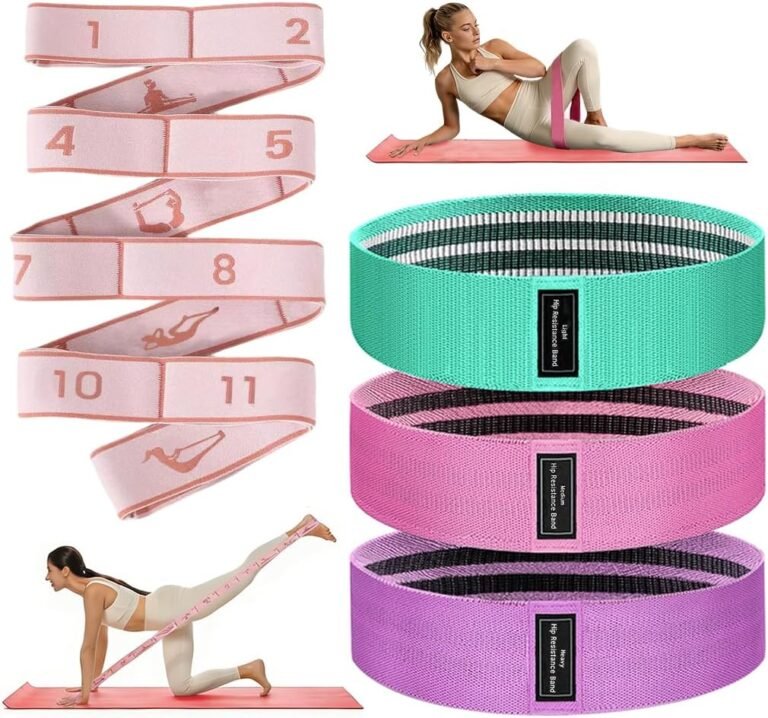Fabric Resistance Bands for Working Out & Numbered Elastic Stretching Strap Set, Legs and Booty Bands Exercise Bands for Women and Men Yoga Starter Set Pilates Rehab Fitness and Home Workout