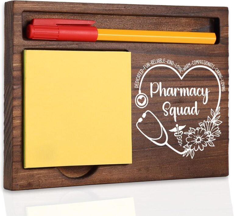 Pharmacy Squad Appreciation Gift, Motivational Desk Decor for Pharmacists, Healthcare Professionals, Inspirational Ideas for Pharmacy Teams, Wooden Self-Stick Note Pad Holders TBC135