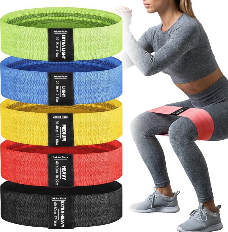 Fabric Resistance Bands,5 Non-Slip Fabric Workout Bands,Booty Bands for Women & Men, Elastic Exercise Bands for Legs, Glutes, Hips & Thighs, Home Fitness & Gym