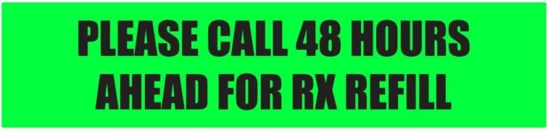 1500 Please Call 48 Hours Ahead for Rx Refill, 0.38 x 1.63 Inch Medication Prescription Stickers Veterinary Pharmacies Health Care Rx Instruction Labels Stickers, Neon Green – 5 Packs of 300 Labels