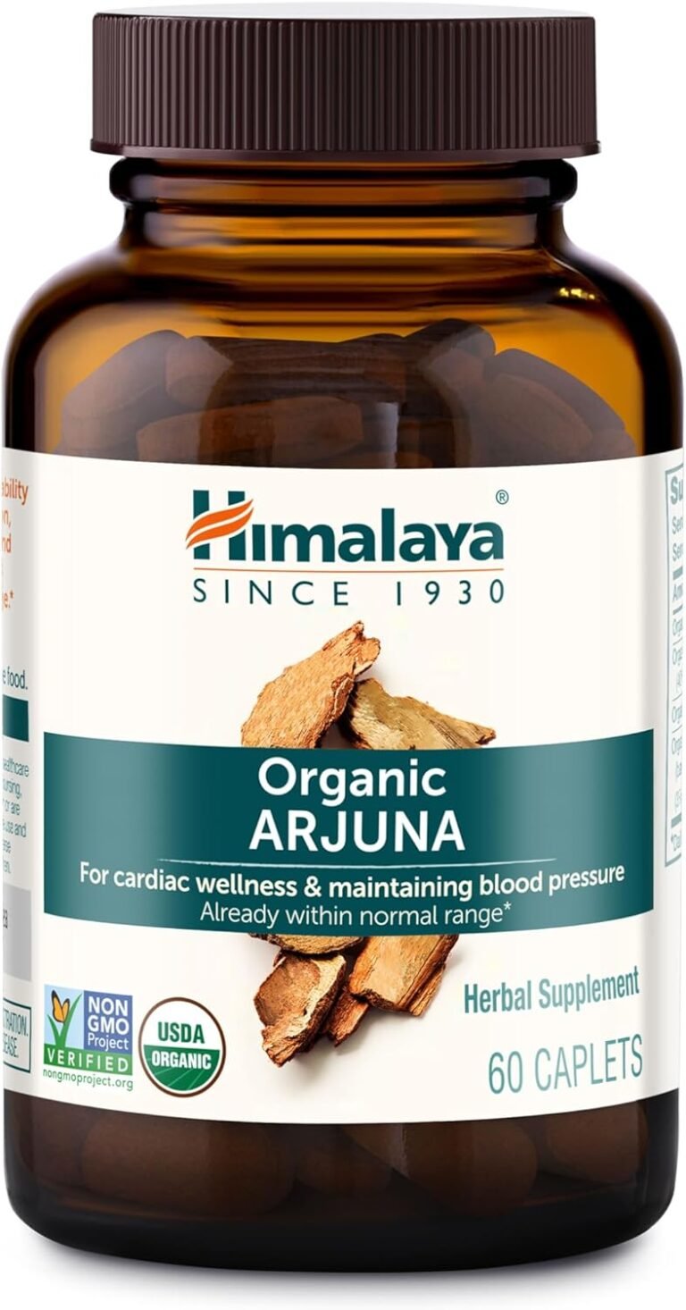 Himalaya Organic Arjuna, 60 Day Supply – Herbal Supplement Supporting Heart Health and Normal Blood Pressure – USDA Organic, Vegan, Non-GMO, Gluten Free, 700 mg, 60 Caplets