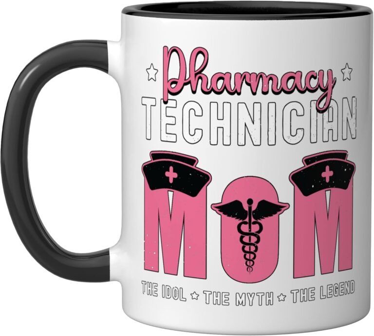 Pharmacy Technician Mom The Idol Health Care Pharmacy Tech Ceramic Mug, Black/White