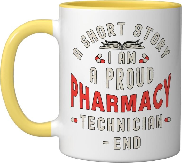 A Short Story I Am A Proud Health Care Pharmacy Technician Ceramic Mug, Yellow/White