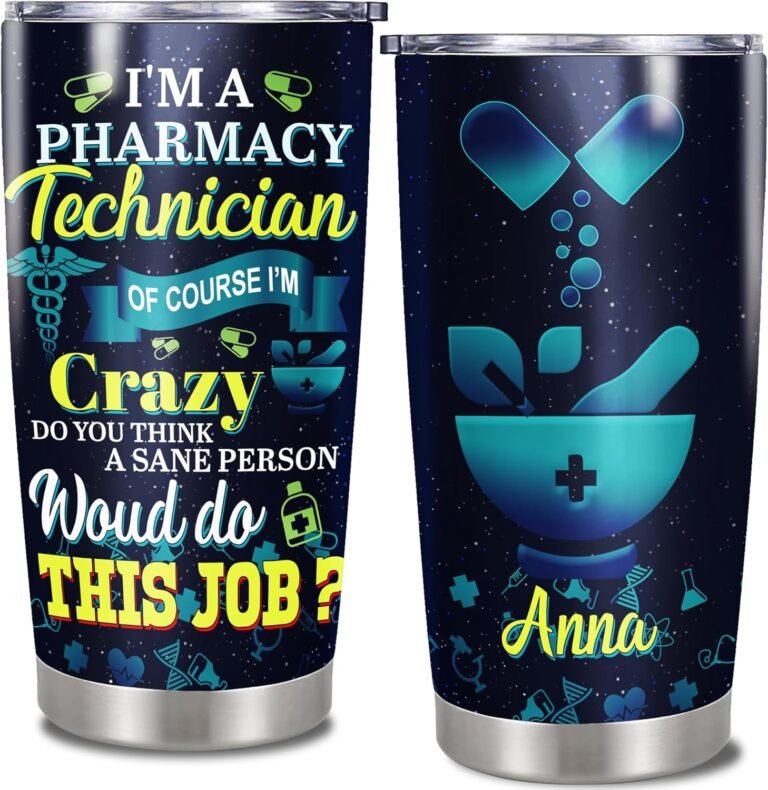 Personalized Pharmacy Technician Tumbler With Lid Funny Sayings Travel Mug Custom Name For Women Drug Dealer Nursing Health Care Provider Nurse Gifts Pharmacist Stainless Steel Tumblers