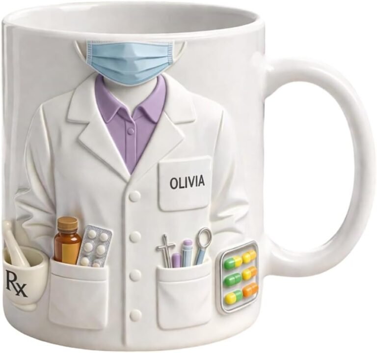 Personalized Pharmacist Mug Custom Name Coffee Cup, Pharmacy Lab Coat Design, Gift for Pharmacist Her Him, Pharmacy Student Graduation Gift, Healthcare Worker Appreciation Gifts For Dr