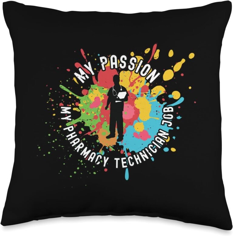 Pharmacy Technician Designs for Pharmacist My Passion Technician Health Care Pharmacy Tech Throw Pillow, 16×16, Multicolor