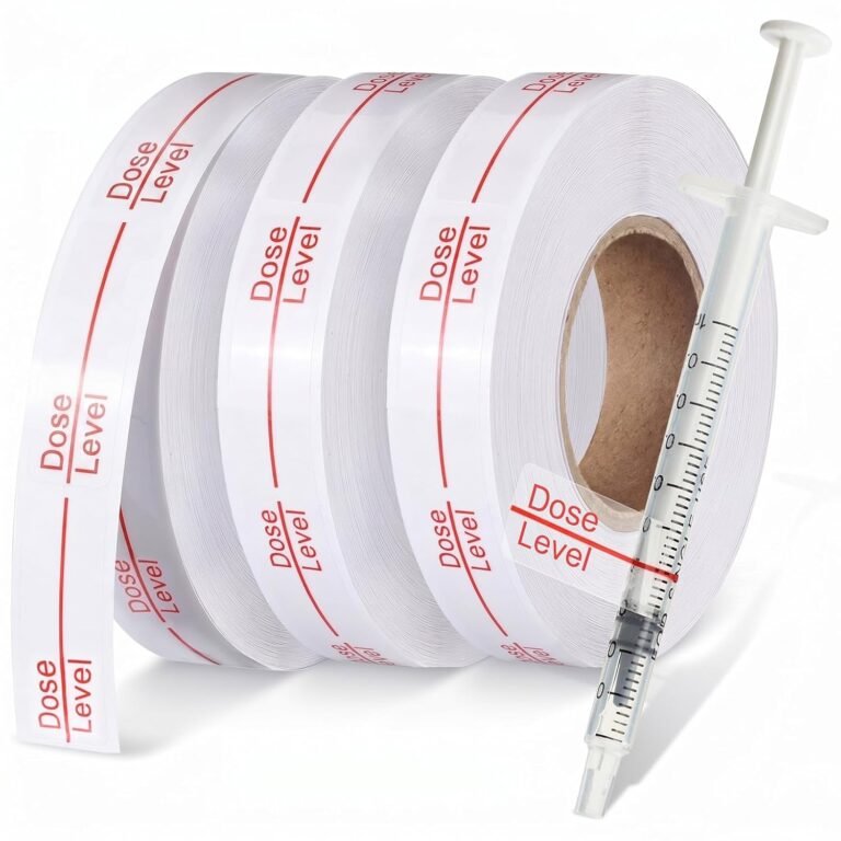 Glenmal 3 Roll Syringe Line Stickers 1.5″ x 0.5″ Dosage Marking Clear Label Bright Red Dose Level Pharmacy Labels for Veterinary Medical Pharmacy Medication Healthcare Medicine, 500 Pcs Per Roll