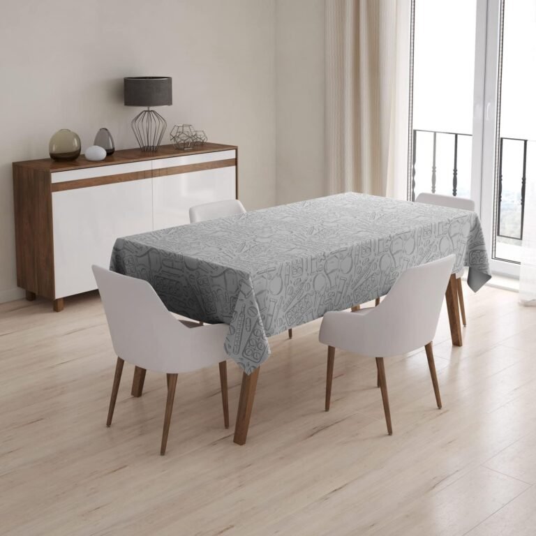 Healthcare Medicine Pharmacy Pattern Pattern – Rectangle Oblong Linen Tablecloth, 54″ x 78″ inches Washable Decorative Table Cloth
