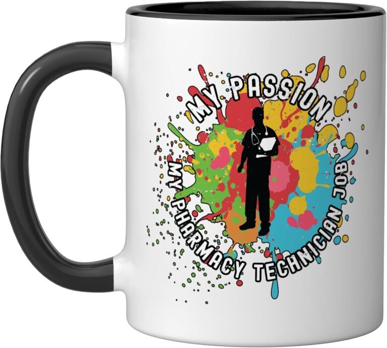 My Passion My Pharmacy Technician Health Care Pharmacy Tech Ceramic Mug, Black/White