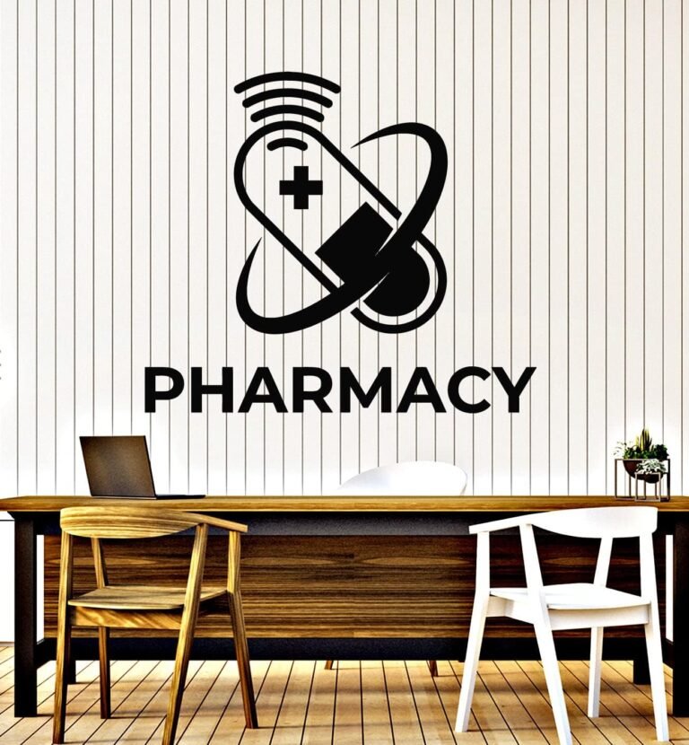 Vinyl Wall Decal Medicine Tablet Health Care Pharmacy Symbol Stickers Mural Large Decor (g6718) Black