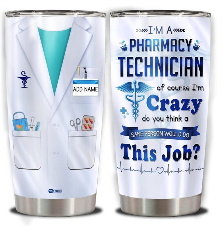 WAZONE Personalized Pharmacist Tumbler Cup 20oz 30oz Customized Name Pharmacy Technician Saying Insulated Cups Travel Mug Medical Pharmacology Healthcare Provider Gifts For Drug Dealer
