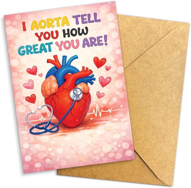 (8×5.3 Inch) I Aorta Tell You How Great You Are Card, Funny Nurse Appreciation Card, Heart and Stethoscope Design Thank You Card for Healthcare Workers