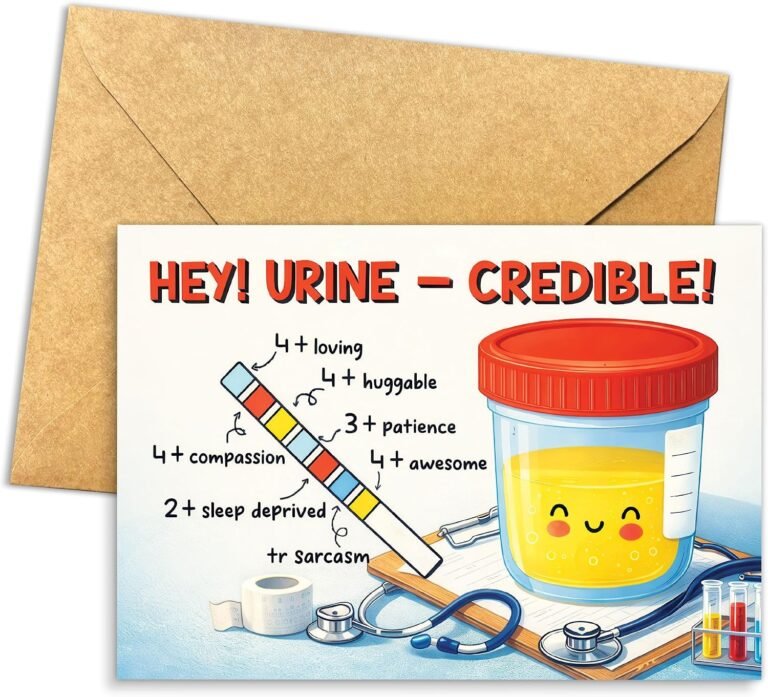 (8×5.3 Inch) Hey! Urine – Credible! Card, Funny Medical Humor Card for Nurse, Healthcare Worker Appreciation Card with Urine Test Strip Design