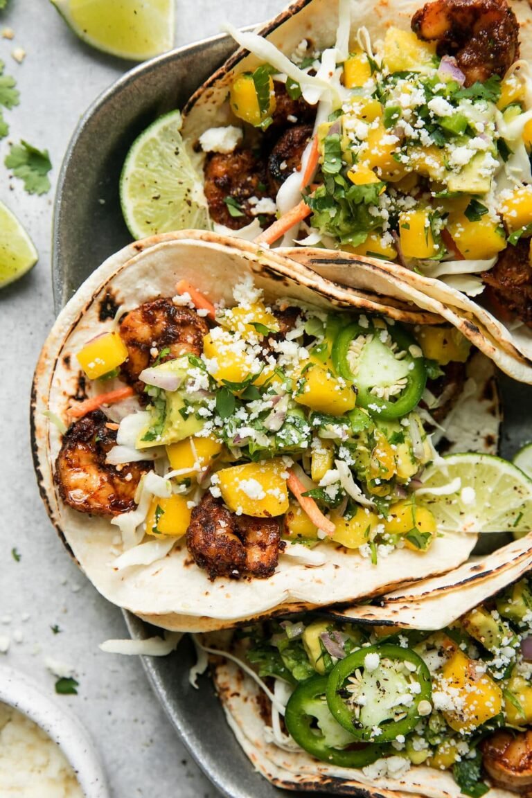 Grilled Shrimp Tacos (With Mango Salsa)