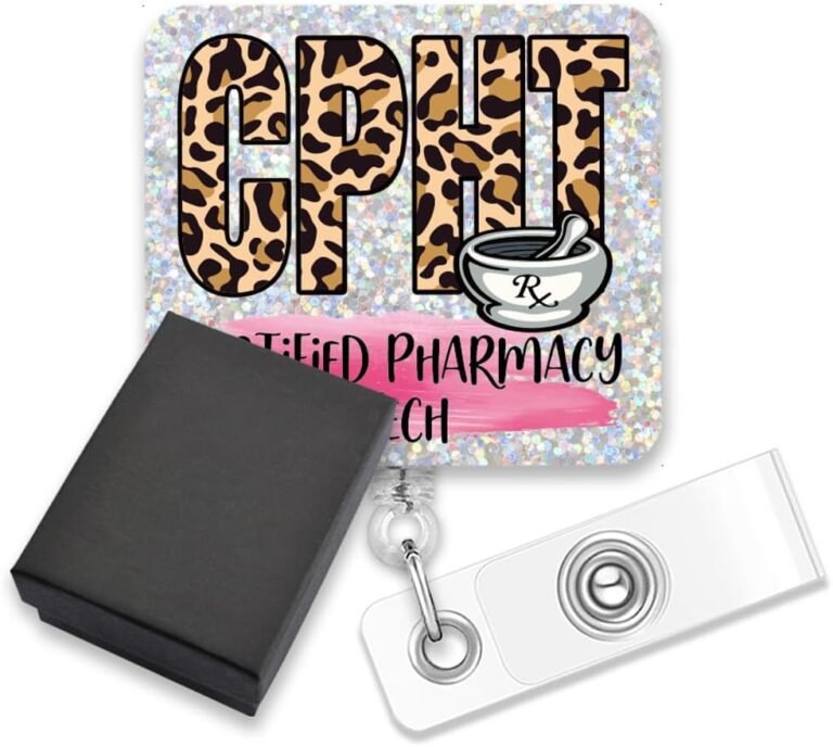 AGMDESIGN CPHT Certified Pharmacy Tech Funny Badge Reel Retractable Alligator Clip, Pharmacist Badge Reel for CPHT Pharmacy Students Medical Staff Healthcare Professional, Nurse Appreciation Gifts