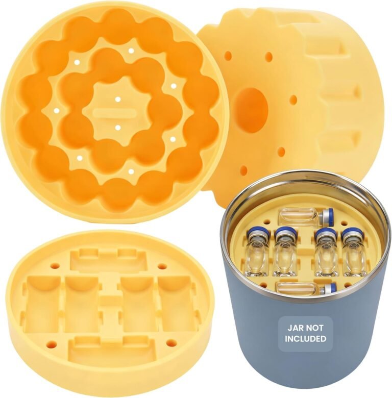 3ml Vial Insert (1 Short +2 Tall) Compatible with Hydrapeak Food Jars,Vial Insert Peptide Storage Set for 32/25/18oz Hydrapeak Food Thermos, Maximum Hold 48 Vials, Yellow.(No vials/Jar Included)
